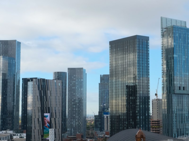 Landscape shot of Manchester's skyrise buildings