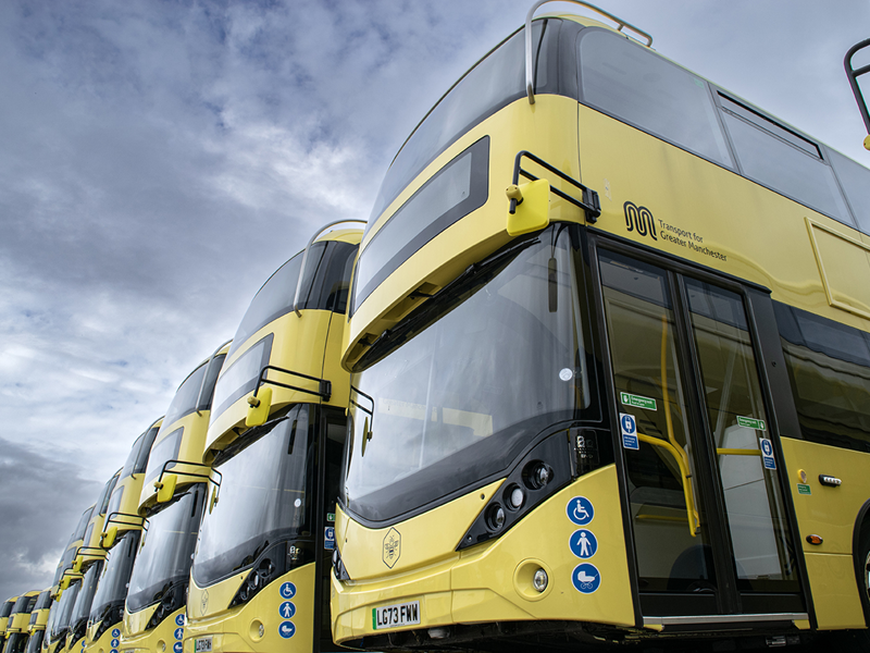 A line of Bee Network Buses