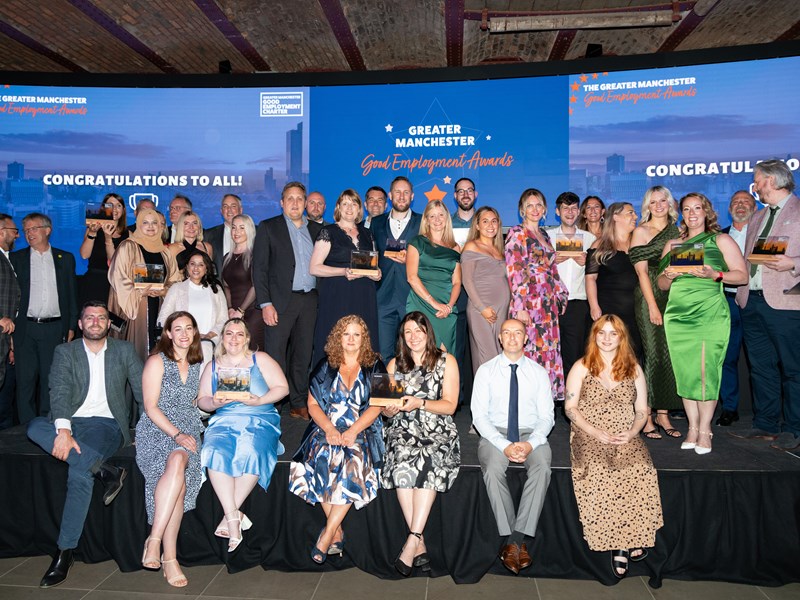 Group shot of the 2025 Greater Manchester Good Employment Awards winners